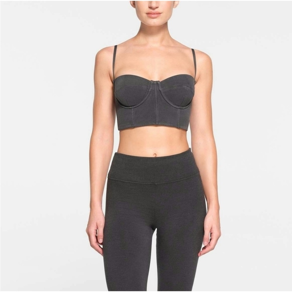NWT Skims outdoor bustier in ash- soft sweater corset top size Small